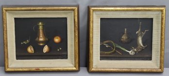 Two Vintage Framed Still Lifes Oil On Canvas, Signed Lima