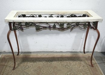 Glass Top Console With Vine And Leaf Structure