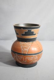Vintage Aztecan Mayan-Inspired Terracotta Vase