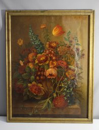 Floral Abundance: Vintage Hand-Painted Artwork Signed Upper Right Side