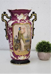 Hand Painted Old Paris Style Porcelain Large Urn Vase