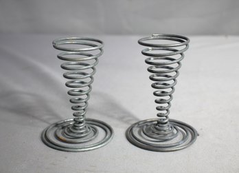 Pair Of Spiral Metal Candle Holders