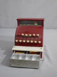Vintage Mechanical Toy Red Metal Tom Thumb Cash Register