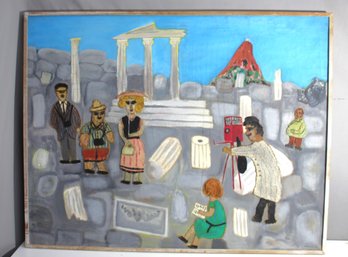 'Ancient Excursion' - Atheno '61, Mid-Century Modern Painted Scene