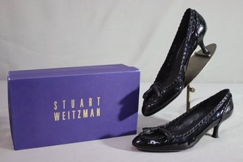 Stuart Weitzman Black Leather Round Toe Hells. Size9.5 B.  With Original Box