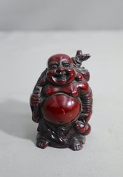 Cinnabar Chinese Laughing Buddha Figurine Statue