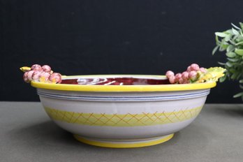 Ceramiche D'Arte By Pascal Centerpiece Bowl With Grape Bunch Appliques