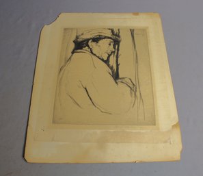 Matisse Rierauck Lithograph - Unframed Etching Of A Old Man