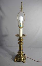 VTG Mid Century Stiffel Brass Heavy Footed Metal Candlestick Table Lamp