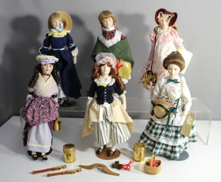 Collection Of Six (6) Vintage Franklin Heirloom Dolls