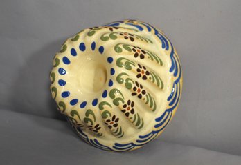 Artisanal Stoneware Jelly Mould With Foliate Motifs
