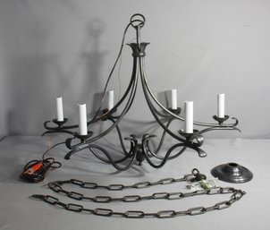 NEW -Contemporary Six-Light Metal Chandelier With Sleek Design