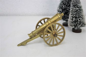 Vintage Brass Spoke Wheeled Cannon Figurine