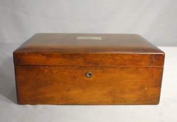 Antique Glass Lined Mahogany Tobacco Cigar Humidor Box Monogrammed