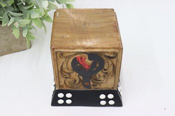 Carved And Hand-Painted Wood Decorative Urn Cube Box