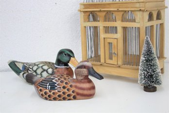 Two Hand Painted Wooden Duck Decoys