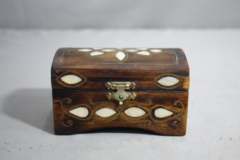 Vintage Wooden Jewelry Trinket Box With Inlay