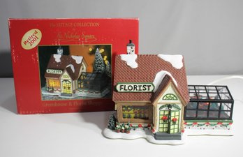 Christmas Village Greenhouse Florist Shoppe St Nicholas Square Retired 2001