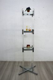 Vintage Mid Century  Chrome & Glass Etagere  Shelf