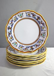 Group Lot Of 7 Sur La Table Deruta Hand-decorated Large Plates