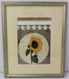 Framed And Matted Decorative Sunflower Wall Art