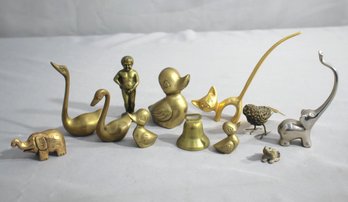 Group Lot Of Brass And Mixed Metal Animal Figurines