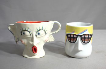 Whimsical Ceramic Mugs With Face Designs