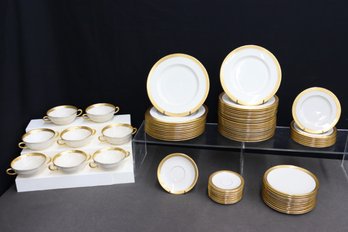 Beautiful Lenox Collection Of White And Gold J383 Pattern Bowls, Plates, Cups