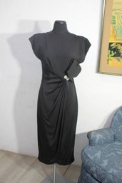 Black Cocktail Dress With Rhinestone Accents, Size Small