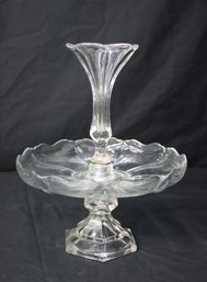 Vintage Pressed Glass Epergne 2-Tiered Table Centerpiece