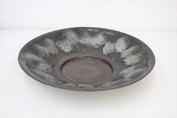 Impressive Burnished Metal Repousse Low Decorative Serving Bowl