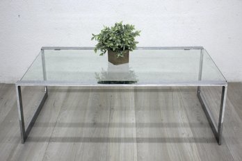 Mid-Century Modern Chrome & Glass Top Coffee Table