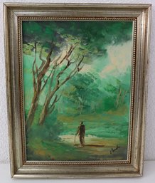 Framed Emerald Woods Oil On Canvas, Signed LR