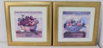 Two Framed Decorative Fruit Bowl Wall Art Prints