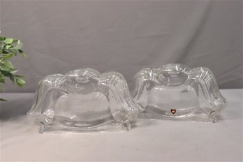 Pair Of  Vintage Orrefors Art Deco Triple (3) Candle Holders