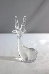 Vintage Clear Art Glass Reindeer Paperweight