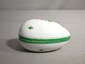 Herend Hungary Hand Painted Egg Shaped Trinket Box