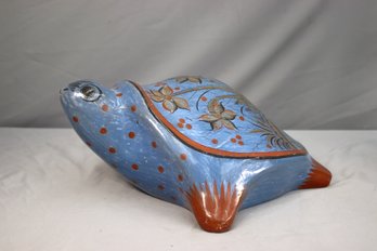 Pottery  Turtle Blue Glaze Finish..  Mexico , C. Rivera