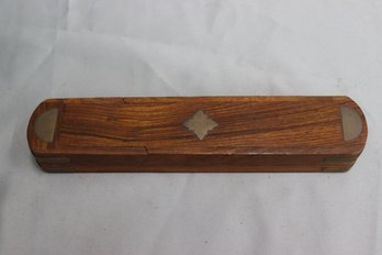 Vintage Wooden Pencil Stationary Box Original Old Hand Crafted Brass Fitted