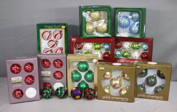 Group Lot Of Holiday Glass Ornaments -new