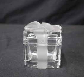 Tiffany & Co Crystal Present Frosted Bow Trinket Box & Lid