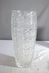 Vintage Czech Bohemian Queen Lace Cut Glass  Flower Vase. 14.5'