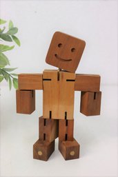 Articulated Wooden Cubebot Style Figurine