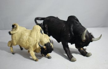 Pair Of Antique Bull Taxidermy Toys