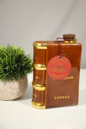 Vintage Brown Gold Ceramic Bottle Book Decanter Pellisson Cognac