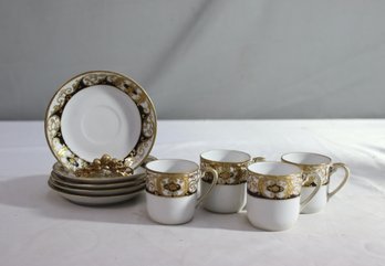 Vintage Noritake Gold Filigreed Demitasse & Saucer Set Japanese Porcelain Pattern  #20056