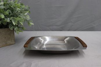 Stainless Steel MCM Serving Dish With Teak Handles