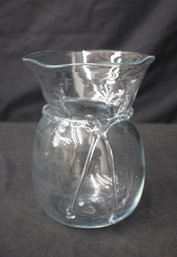 Blenko Glass Hand Tied Clear Sack Stringed Pouch Vase