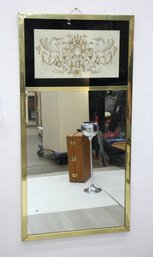 Brass Frame  Vintage Gilt Eglomise Mirror