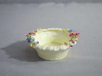 Vintage Crown Staffordshire Bone China Basket With Handmade Porcelain Flowers